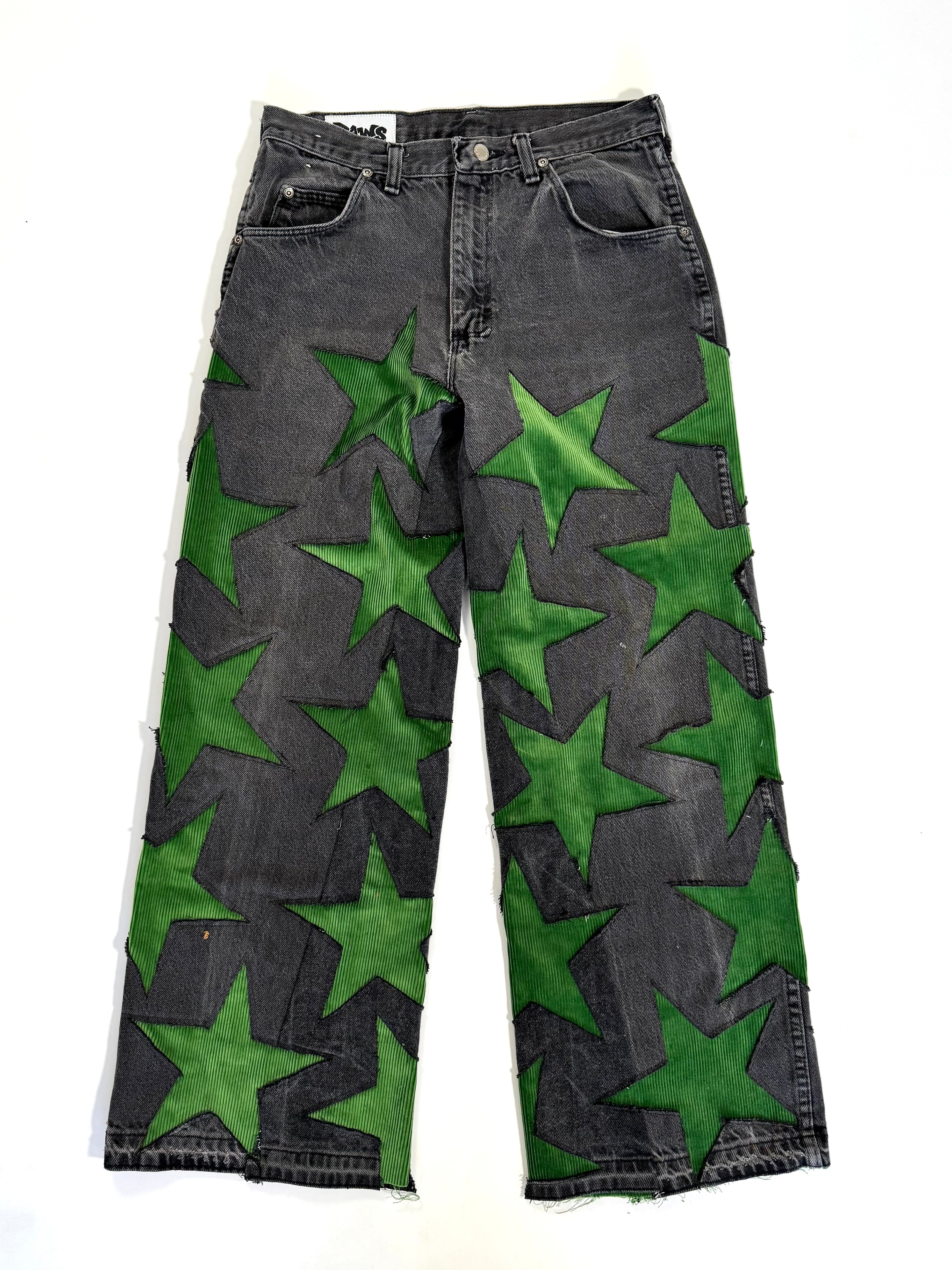 Black & Green All Over Star Jeans (Size 31)