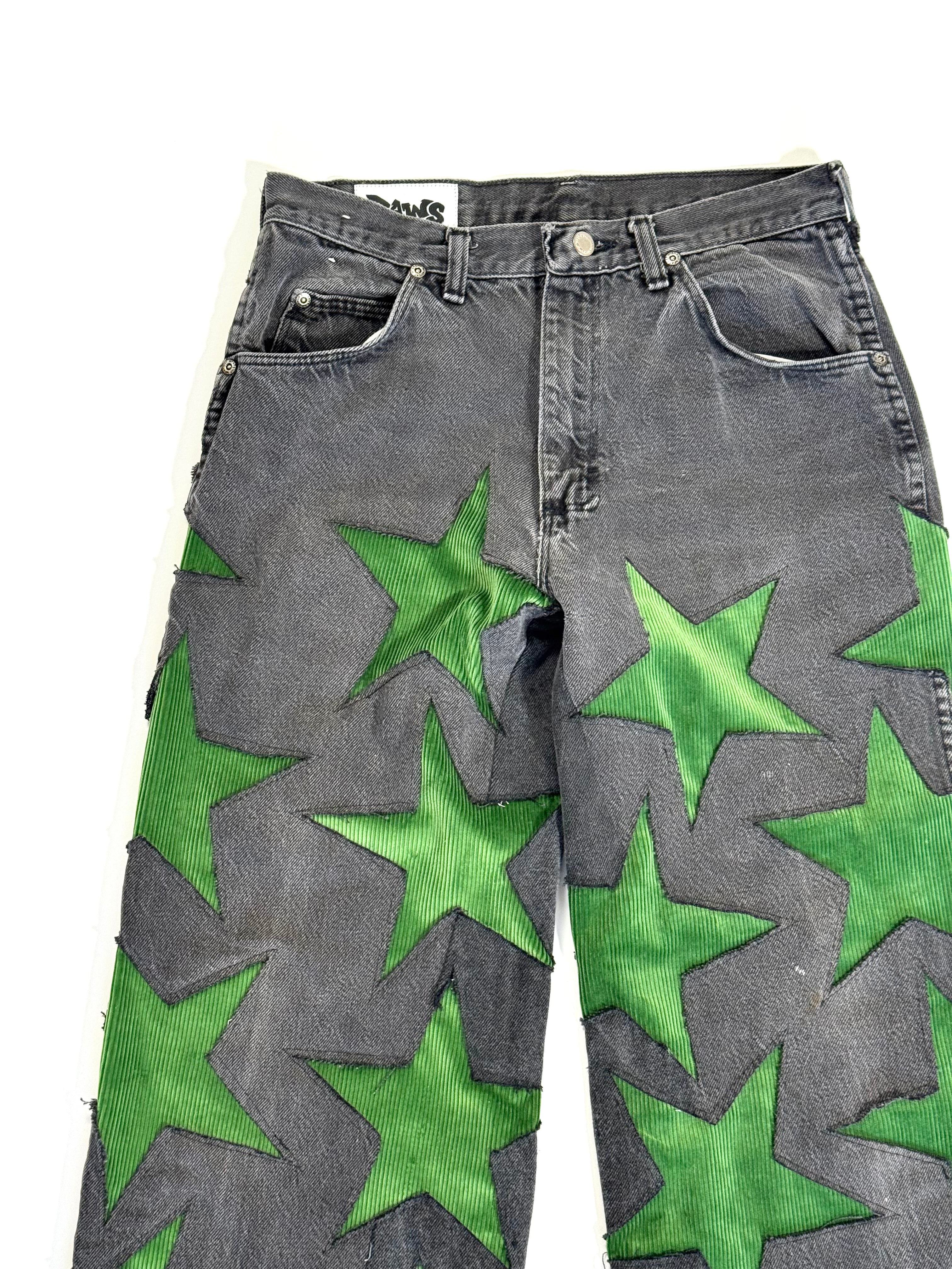 Black & Green All Over Star Jeans (Size 31)