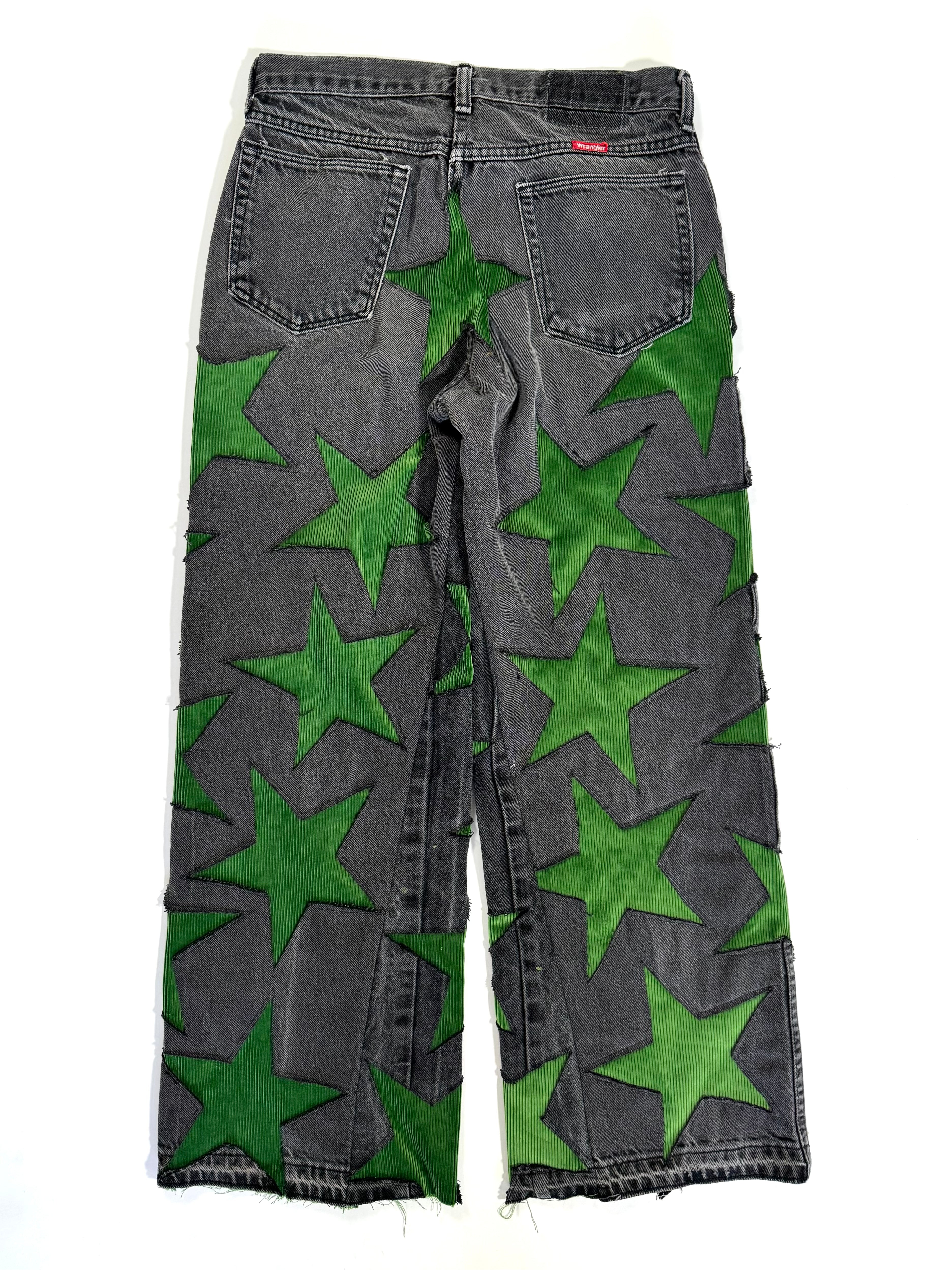 Black & Green All Over Star Jeans (Size 31)