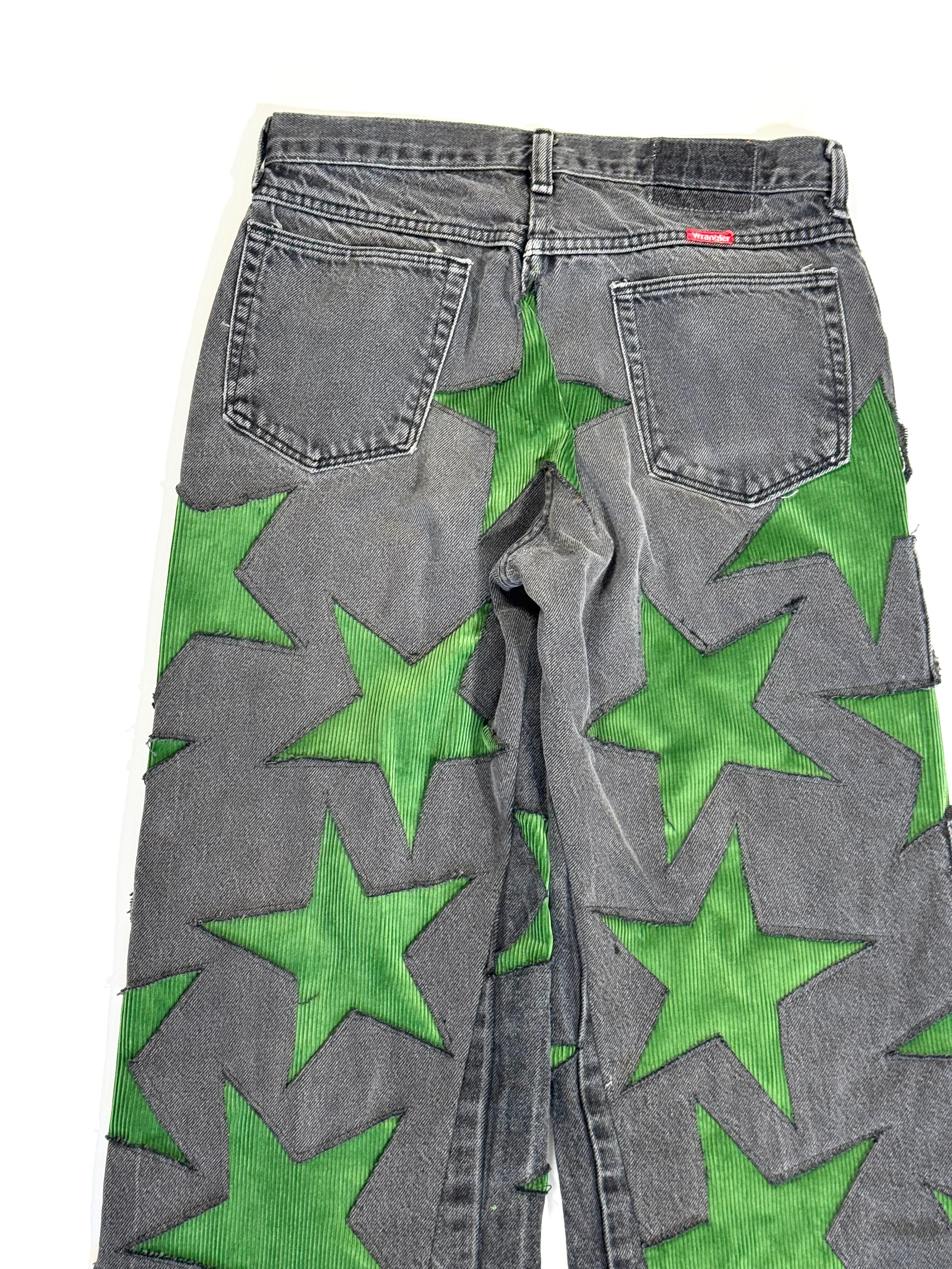 Black & Green All Over Star Jeans (Size 31)